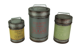 Scratch &amp; Dent Set of 3 Galvanized Finish Metal Kitchen Canisters - £31.74 GBP