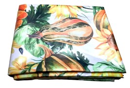 Sunflower Tablecloth Fall Harvest Pumpkin Yellow Orange Rectangular 55&quot; x 102&quot; - £24.85 GBP