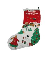 Vintage Quilted Stocking Merry Christmas Tree Carolers 18&quot; Personalized ... - £14.97 GBP