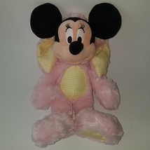 Minnie Mouse Pink Easter Bunny Plush Disney Store Stuffed Animal Toy Yellow Bow - $16.79