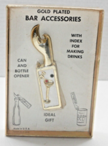 VTG Gold Plated Decorated Beer Can Bottle Opener With Drink Index Bar Accessory - £13.28 GBP