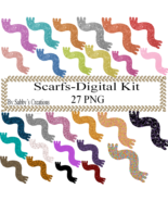  Glitter Scarf Digital Kit-Digital Clipart-Art Clip-Jewelry-T shirt-Note... - $37.17 MXN