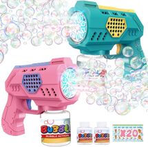 2 Pack Kids Bubble Guns - Fun LED Light Toys with Bubble Solution Included - $42.52