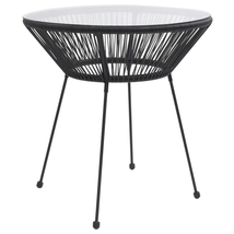 Outdoor Garden Patio Poly Rattan Glass Top Round Dining Table Dinner Tables - $122.52