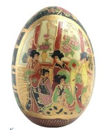 Satsuma Hand Painted Porcelain Moriage Type Egg Geisha And Floral Scene ... - $25.04