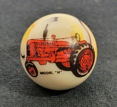 Vintage Farmall Model H Marble 1&quot; Glass Marble Whitish Yellowish Blackish Colors - £10.25 GBP