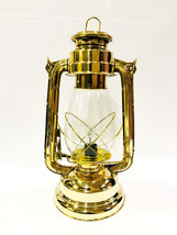 Electric-Vintage-Stable-Gold-Lantern-Lamp-with-Blown-Glass-Chimney - £50.79 GBP