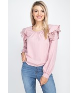 Balloon Sleeve Lace Ruffle Top - $380.13 MXN