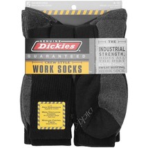 Dickies Genuine Mens 5-Pair Crew Work Socks, 5 Pair Black W/ Grey, 10-13... - $46.99