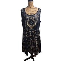 Harry Potter Marauder&#39;s Map Novelty Dress Magical Castle Print Black Gold 3 - $29.69