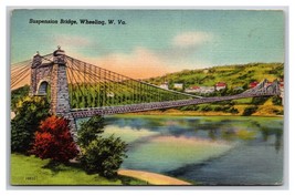 Suspension Bridge Wheeling West Virginia WV UNP Linen Postcard M20 - £2.29 GBP