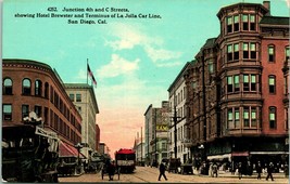 Corner of 4th &amp; C Street View San Diego California 1915 DB Postcard PPIE - £12.23 GBP