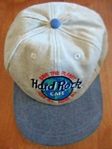 Hard Rock Cafe London Ball Cap Embroidered Logo Cotton Khaki Denim Snap ... - £17.06 GBP
