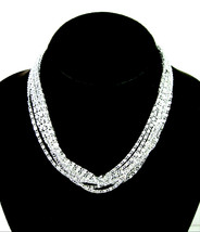 Sarah Coventry Silvery Cascade Multi 8 Strand Necklace Vintage Silvertone 16&quot; - £15.15 GBP