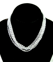 Sarah Coventry Silvery Cascade Multi 8 Strand Necklace Vintage Silvertone 16&quot; - £15.06 GBP