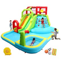 Inflatable Water Slide Park With Splash Pool Climb The Wall, 3 Inflatable Sport  - £929.81 GBP