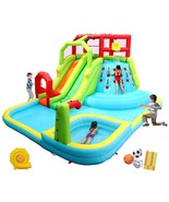Inflatable Water Slide Park With Splash Pool Climb The Wall, 3 Inflatabl... - £922.64 GBP