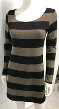 Tinley Striped Sweater Dress Black &amp; Tan Long Sleeve Bring UR Boots EPOC... - £18.98 GBP