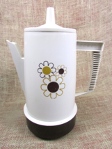 Vintage Regal Poly Perk 4-8 Cup Electric Coffee Percolator Beige Floral Design - $23.95