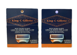 King C. Gillette Men&#39;s Neck Razor Blades 4 Cartridges Pack of 2 - £16.34 GBP