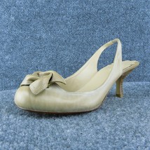 Max Studio  Women Slingback Heel Shoes Brown Leather Size 7.5 Medium - £19.38 GBP