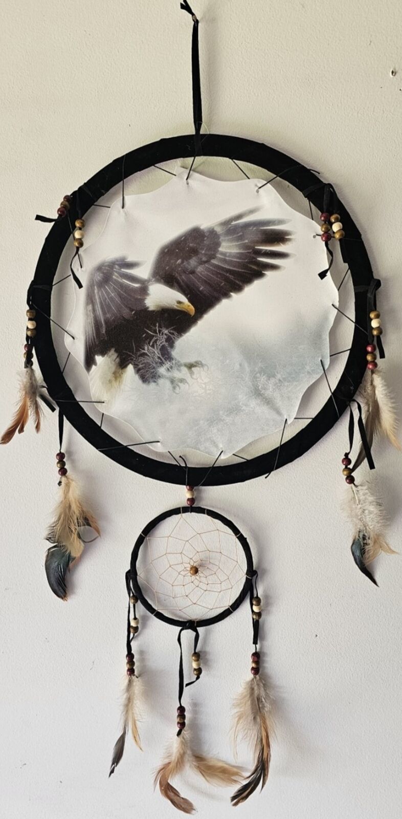 Primary image for EAGLE FLYING CLAWS SKY BIRD INDIAN DREAMCATCHER 2 RINGS MEDIUM
