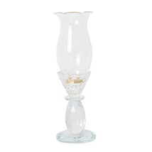 Transparent Crystal Fancy Candle Holder with Gold Stand (10in)One/Box NEW (0846) - £9.03 GBP