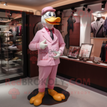 Pink Muscovy Duck mascot costume character dressed with Suit Pants and Wallets - £954.96 GBP