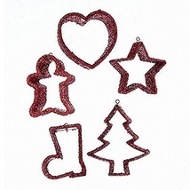 Kurt Adler 1 Set 5 Piece 3 Inch Red Cookie Cutter Christmas Ornaments - $12.38