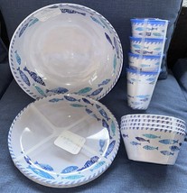 Sigrid Olsen School of Fish Melamine Dinner Plates, Salad &amp; Serving Bowl... - $124.99