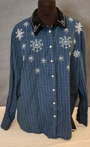 Vintage Karen Scott Sport Women&#39;s Embroidered Shirt Size XL Christmas Theme - £15.65 GBP