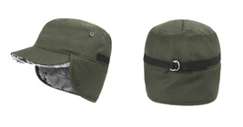 Army Green Winter Hat with Ear Flaps Thermal Warm Snow Ski Cap Flat Cap - £28.21 GBP
