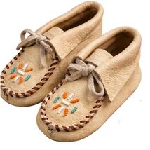 VTG 1950s Child Beaded Deerskin Moccasins Southwestern NOS - $59.95