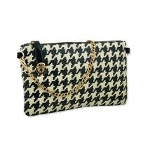 Textured Clutch Cross Shoulder Sling Bag Black/White Geometric Pattern f... - £49.75 GBP