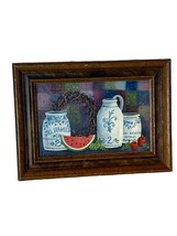Crocks and watermelon oil painting orginial by Dorothy Hollinger framed ... - $28.30