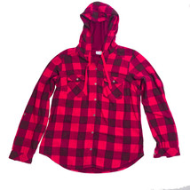 Columbia Sportswear Red &amp; Black Checked Hooded Roll Tab Sleeves Shirt - $19.79