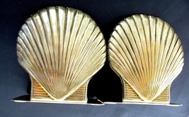 2 Brass Scallop Shell Bookends The Bromel Collection 1981 - £11.74 GBP