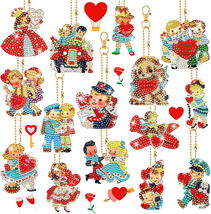 15 Valentine&#39;S Day Diamond Painted Keychains Art Ornaments 5D DIY Red Valentine&#39; - £11.05 GBP