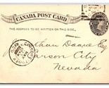 1896 Belleville Ontario Canada to Carson City Nevada NV Pioneer Postcard Z7 - $24.70