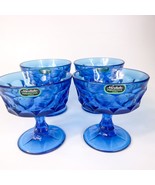 Noritake Perspective Blue Tall Sherbet Glass Champagne Coupe Thumbprint ... - $34.64