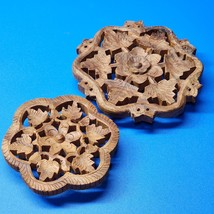 Hand Carved Teak Wood Trivets, Set Of 2  - India, South Pacific - SHIPS FREE - £19.33 GBP