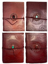 Leather Journal Embossed with Malachite, Carnelian, Onyx, or Turquoise - £26.31 GBP