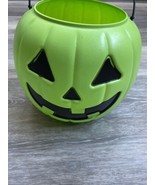 VTG Halloween Pumpkin Jack O Lantern Pail GREEN General Foam Plastics No... - £9.30 GBP