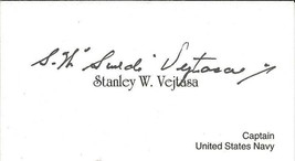 Stanley Swede Vejtasa Signed Business Card WWII Ace Grim Reapers US Navy - £74.35 GBP