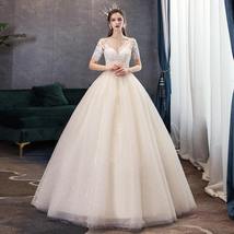 New Classic Champagne Luxury New Wedding Dress Sexy Illusion Lace Embroi... - $169.99