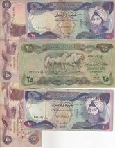 Iraq, Lot of 5, Mixed Banknotes Heavily Used With Some Faults....IR20 - $13.50