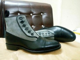 Mens Handmade Button Top Boots Formal Dress Fashion Tuxedo Office Business Boots - £125.52 GBP+
