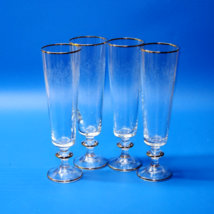 FOSTORIA Crystal Floral ETCHED Gold Trim 7⅞” Sling Glasses - Set Of 4 - ... - £33.56 GBP