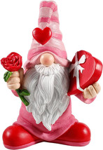 7.1&quot;x5.1&quot; Larger Valentines Day Gnome - Valentine&#39;s Day Decor Gifts Pink Resin G - £10.94 GBP