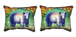 Pair of Betsy Drake Black Bear Small Pillows 11 Inch X 14 Inch - £55.25 GBP